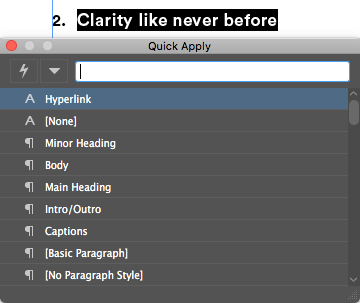 Adobe InDesign_QuickApply- Clarity like never before - Hyperlink - Minor Heading - Body 