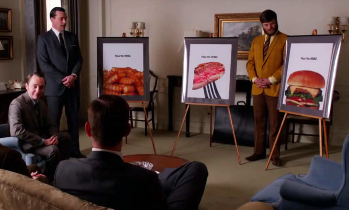 Mad men don draper presentation, Heinz Ketchup Ads - fries - burger - Suits - Creative