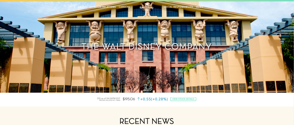 A stunning website example. The Walt Disney Company website is designed on WordPress.