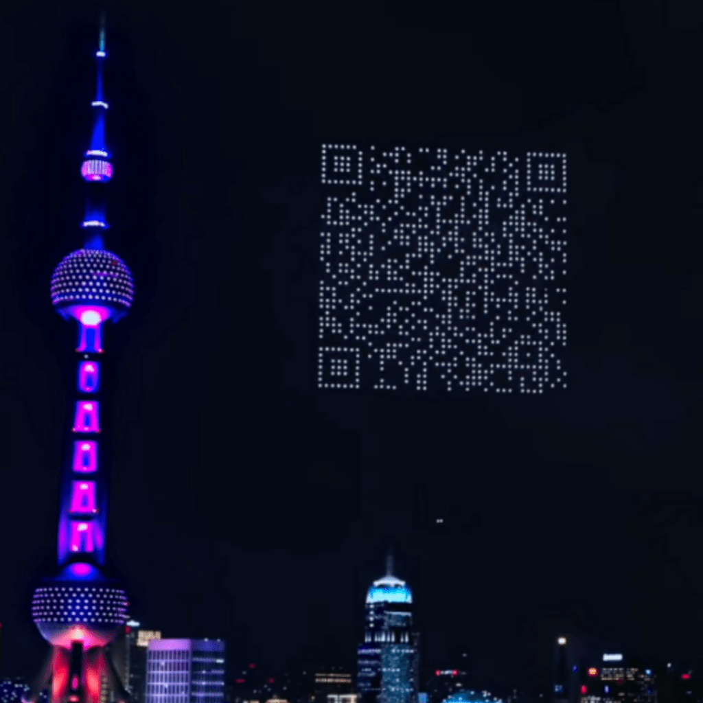 1,500 drones in Shanghai form giant QR code in sky