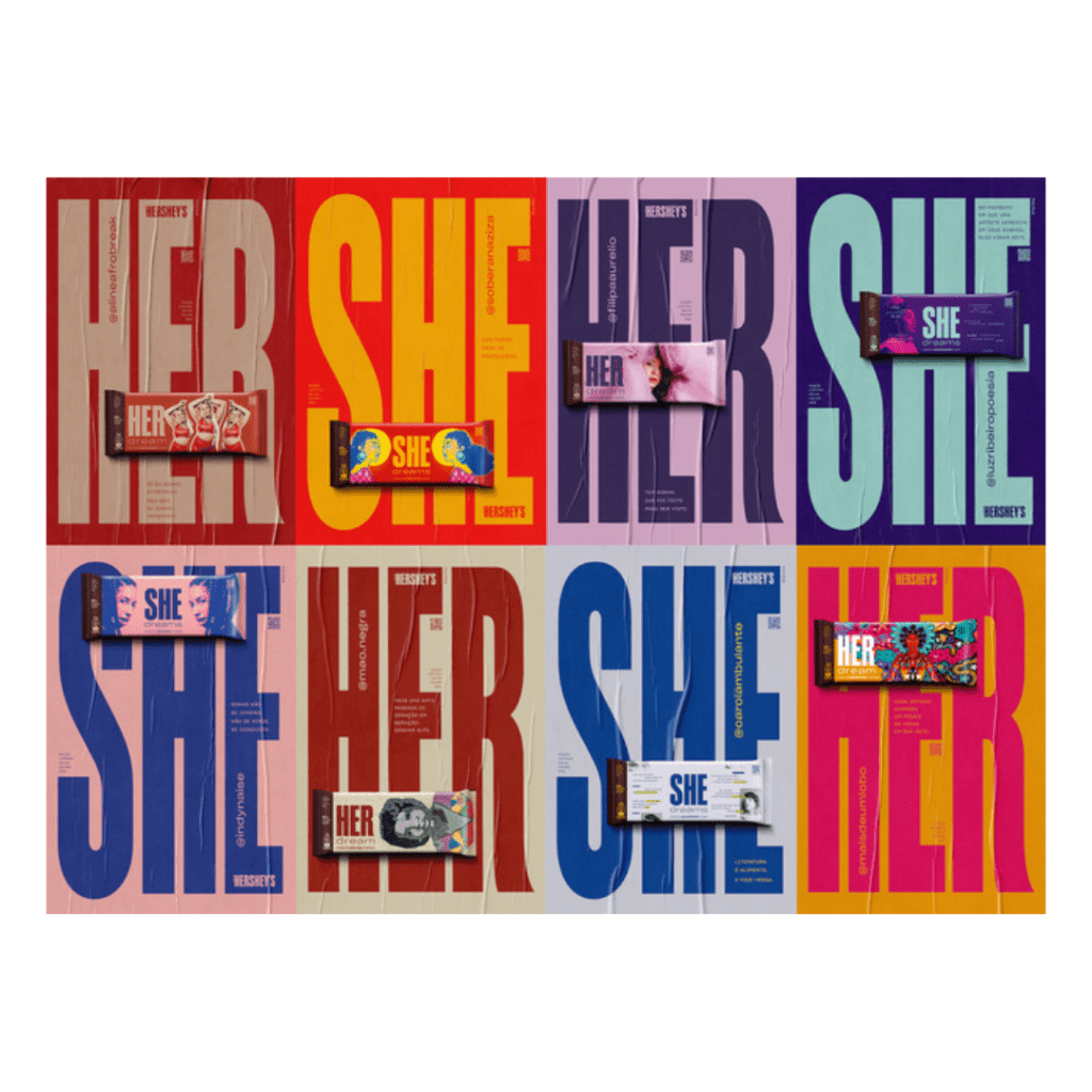 Hershey's a range of wrappers for "Her" and "She" packaging designs