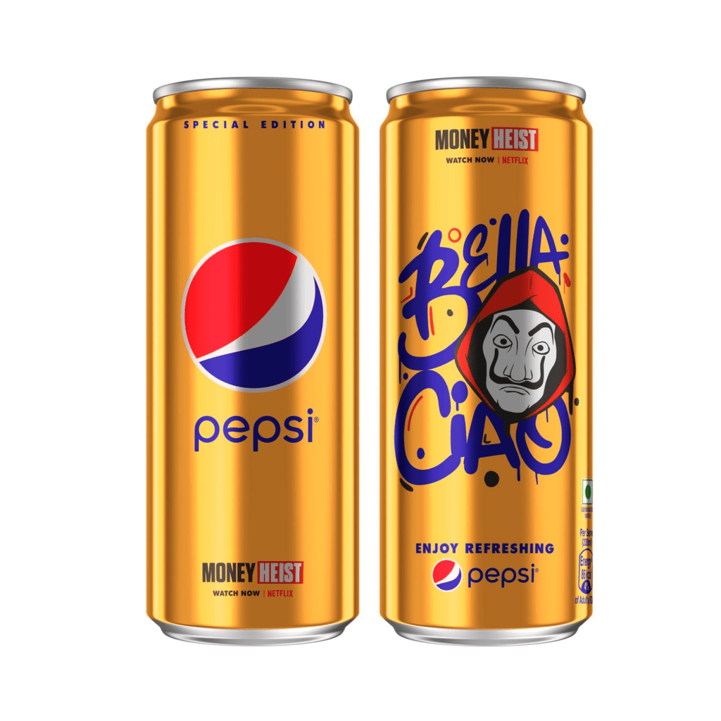 Pepsi to promote the finale of Money Heist. Limited-edition golden cans 