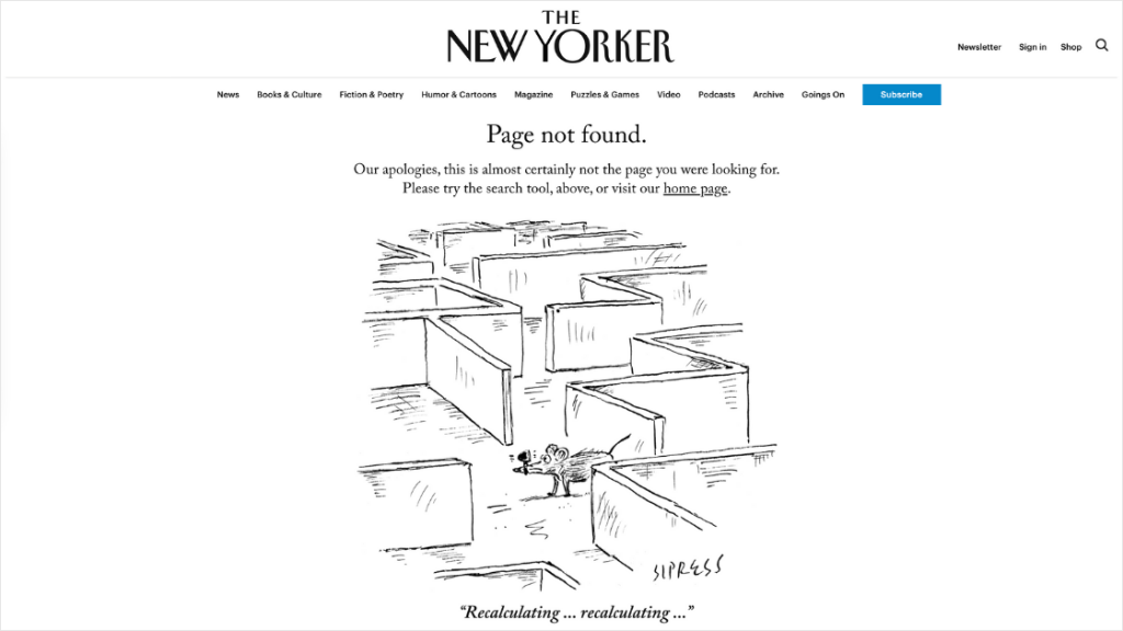 The New Yorker 404 error page