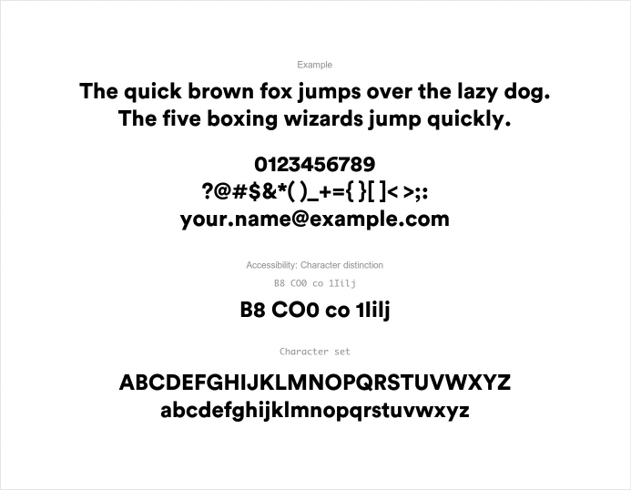 Example proof of a font file showing sentences and characters sets.
