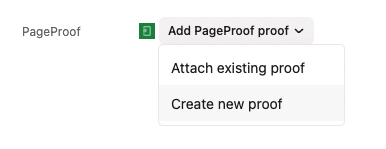 Screenshot from Asana showing the option to create new proof in Asana