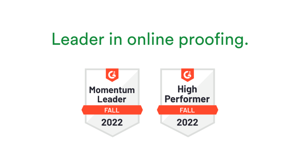 PageProof's 2 badges for Momentum Leader and High Performer in G2 Fall 2022 awards