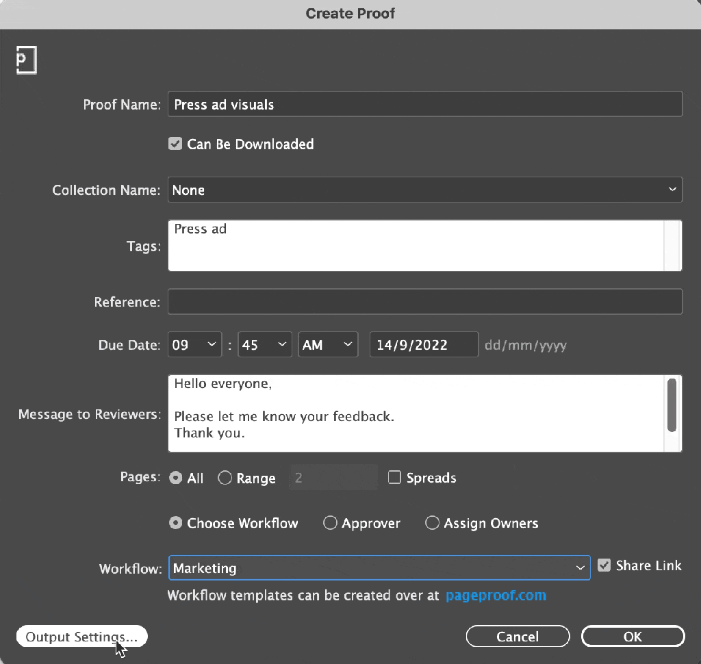 Proof Indesign PageProof fresh new features: August 2022