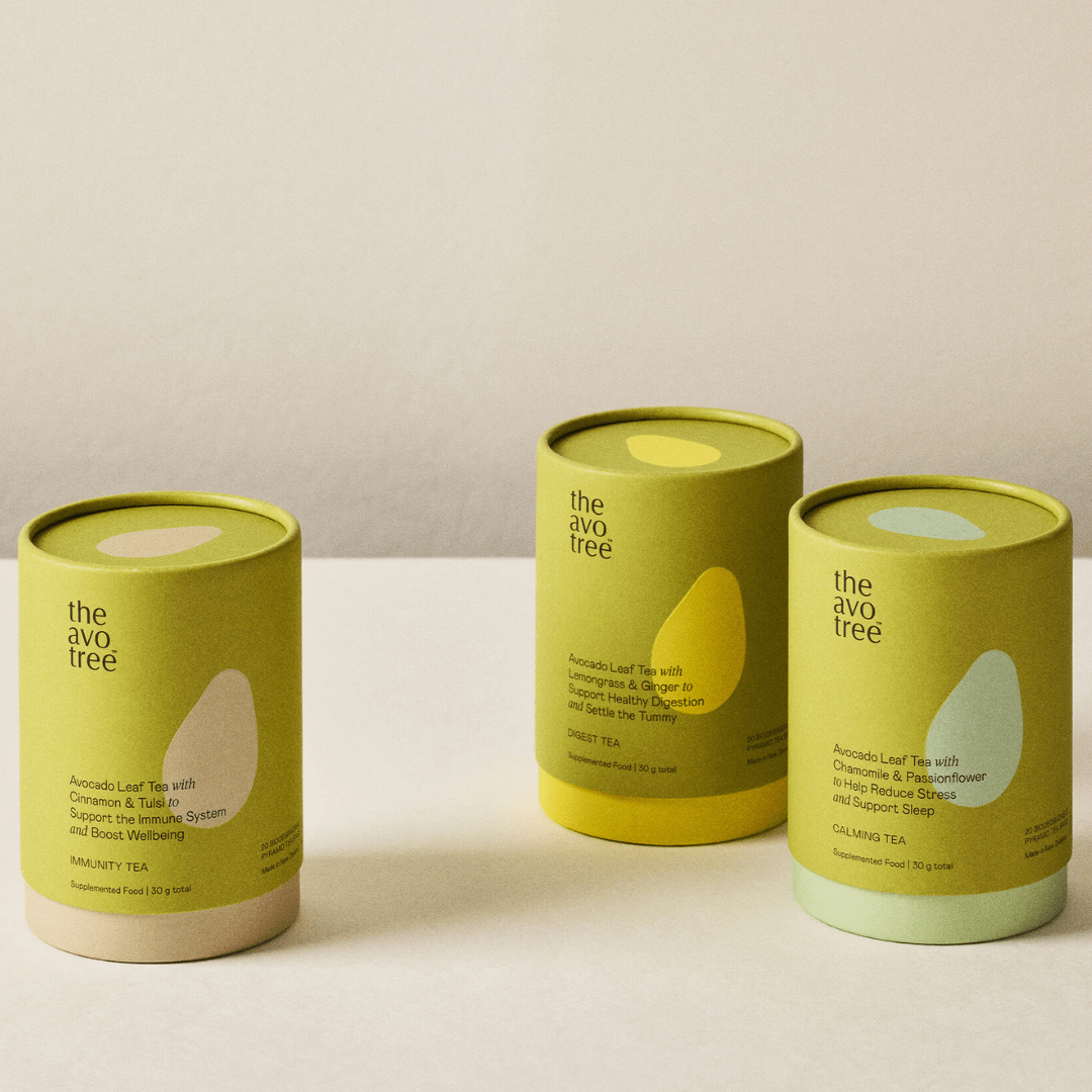 The packaging uses minimal typography with earthy colors in avocados. And the avocado silhouette is the theme of the brand.