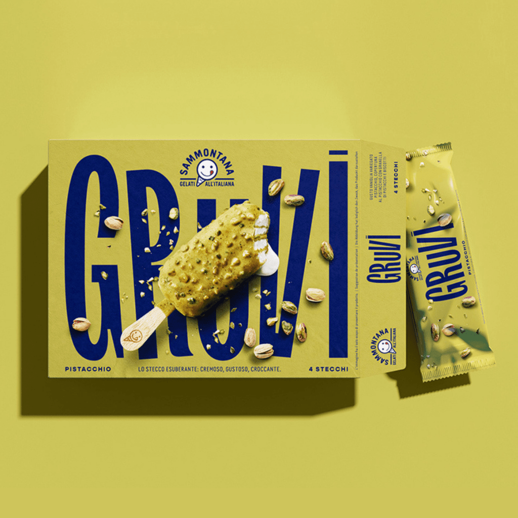 Pistachio flavored Gruvi ice cream packaging - photography captures a movement it.
