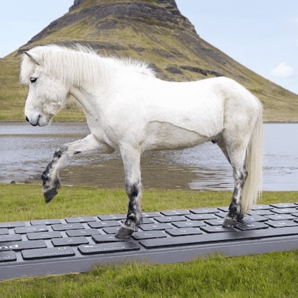 Iceland's horses responds to your work emails on a giant keyboard while you’re on vacation. 