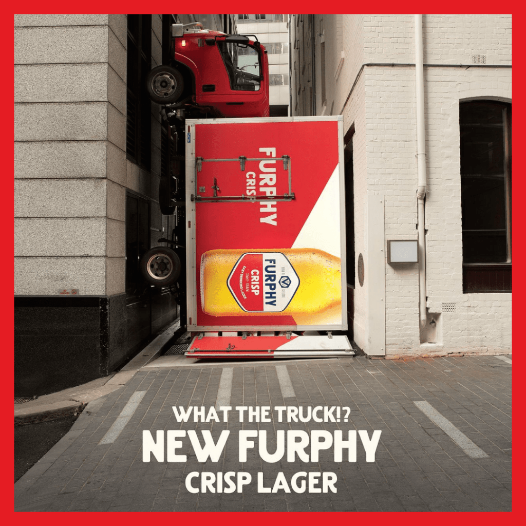 A very stuck, upright, beer truck in a Sydney CBD alley.