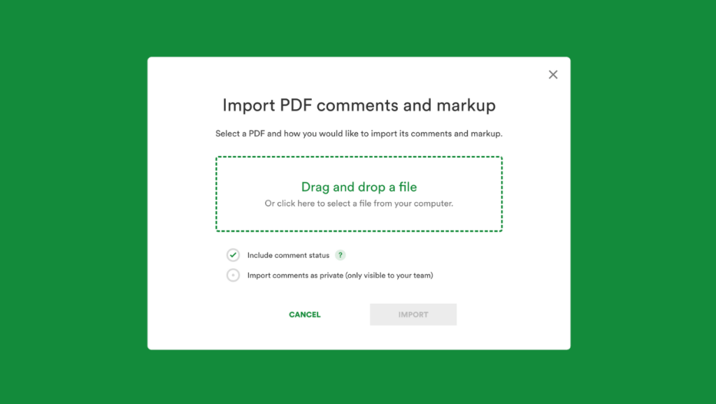 Import PDF annotations and markup to PageProof with screenshots, you can drag and drop the PDF annotations you want to import.
