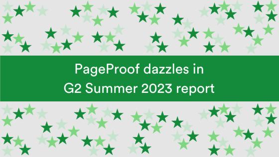 PageProof dazzles in G2 Summer 2023 report with green stars surrounding the title.