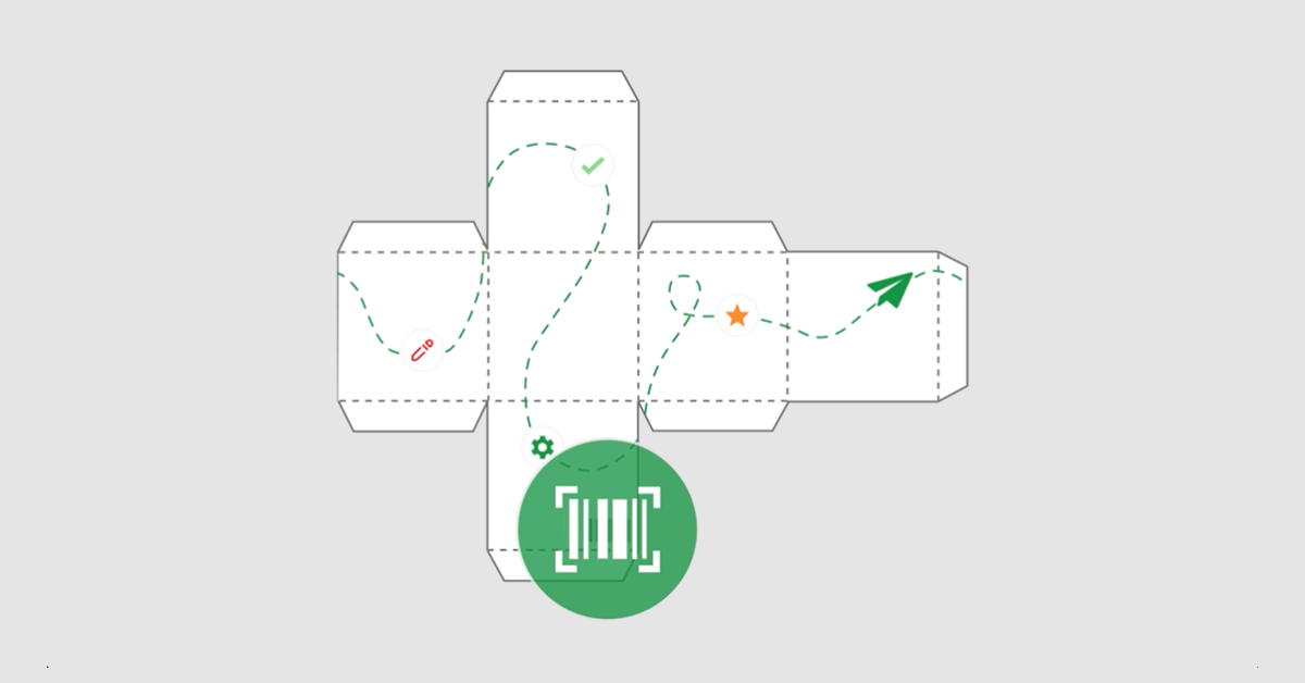The PageProof barcode scanner is scanning over the packaging proof artwork until it detects a barcode which is then highlighted in green.