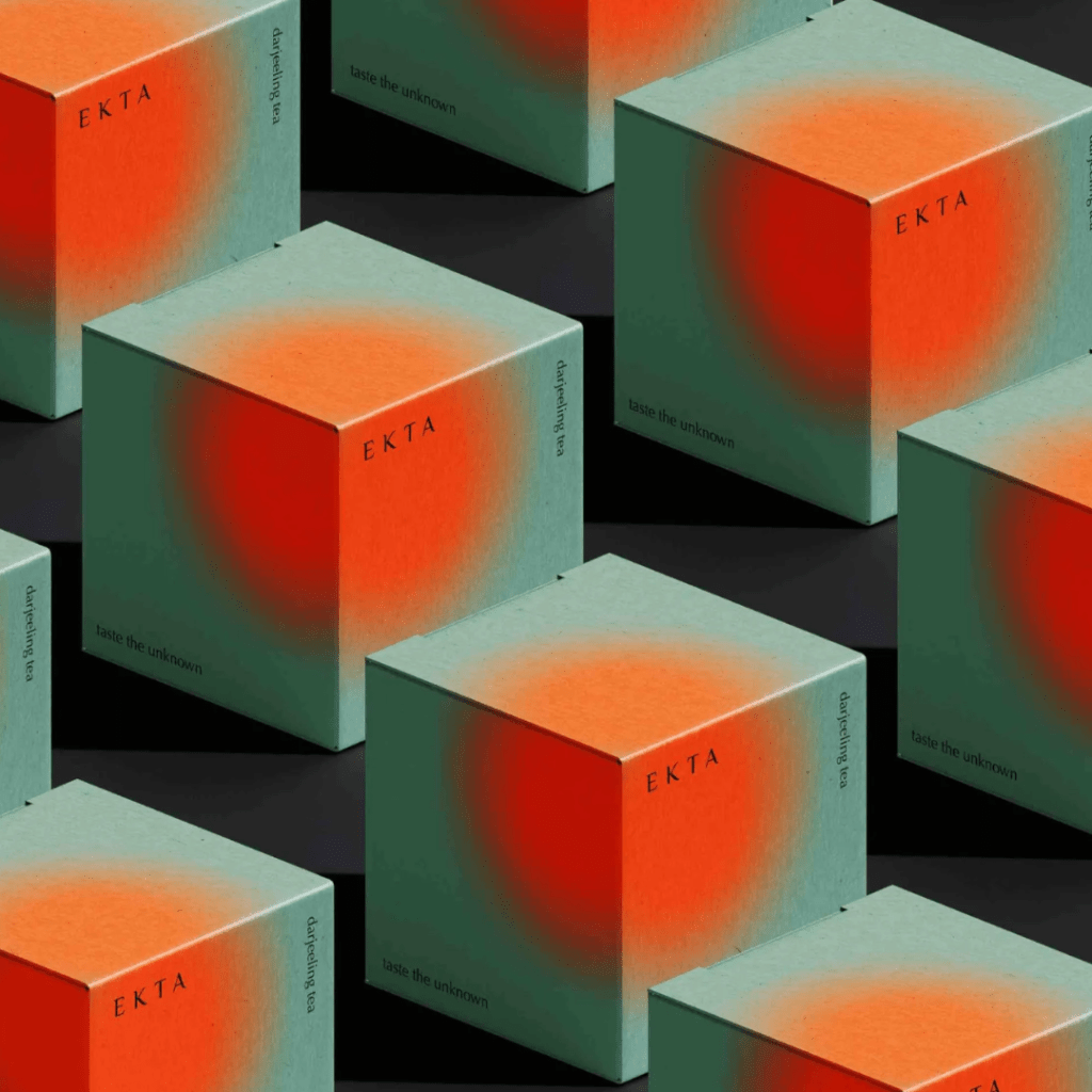 A gentle gradient circle, gracefully adorning a minimalist backdrop of the packaging. 
