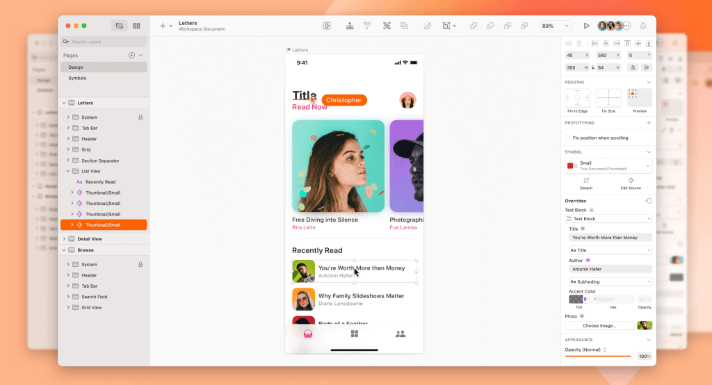 image showing the Sketch prototyping interface