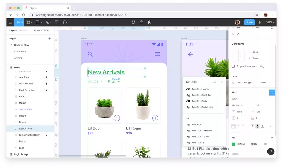 image showing the Figma interface to see their prototyping tools in action