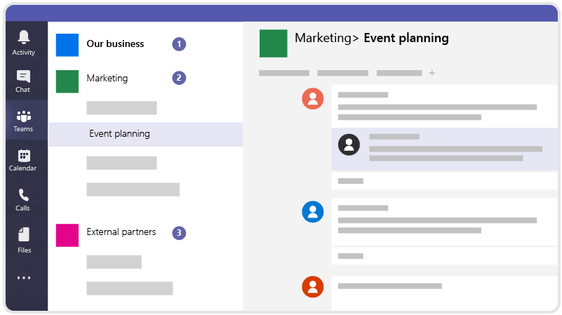 Microsoft Teams dashboard screenshot displaying real time collaboration tools