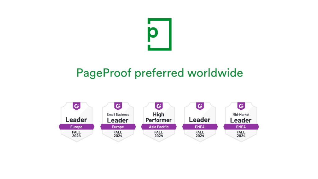 5 PageProof regional badges for G2's Fall online proofing report. 