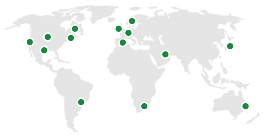 World map displaying the fourteen data sovereignty locations available with PageProof.
