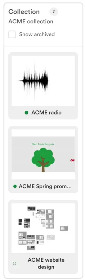 Collection sidebar inside PageProof UI making it easy to navigate through proofs in a collection.
