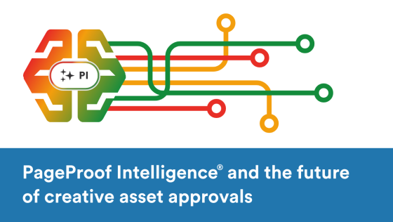 08:46PageProof Intelligence logo with colorful circuit-line graphic and the text "PageProof Intelligence® and the future of creative asset approvals.