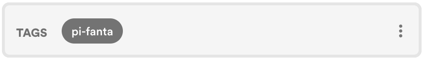 pi-agent-fanta-example - Tips and tricks for marketing and creative teams UI: a 'TAGS' section with a single rounded gray chip labeled 'pi-fanta'